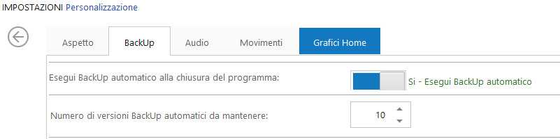 Opzioni&settaggiImpostazionepersonalizzateBackup